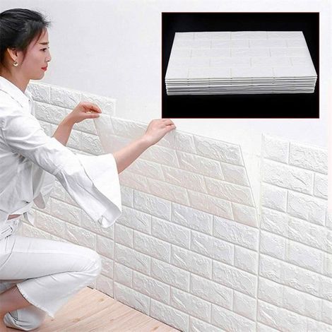 Haute qualité -10 pièces de 6mm brique étanche 3D sticker mural papier peint-décoration de chambre d\'enfants 7077cm-BEMSM (1/4)