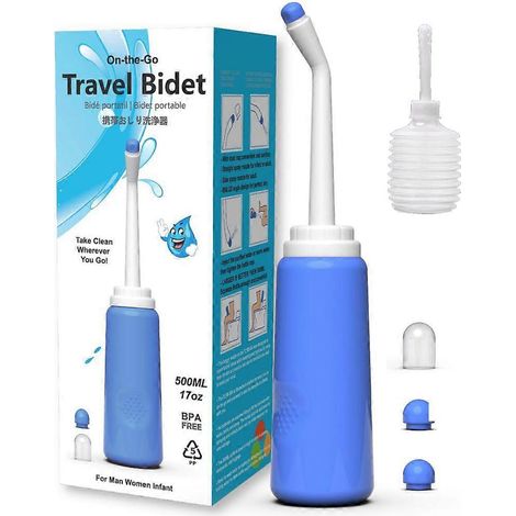 Ensemble douchette de voyage portable avec pommeau de douche et embout de nettoyage hygiénique (version femme) (1/5)