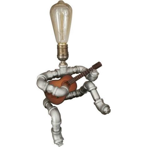 Lampe de table robot industriel, lampe de table rétro steampunk, lampe de table mignonne, lampe tuyau d'eau (1/4)