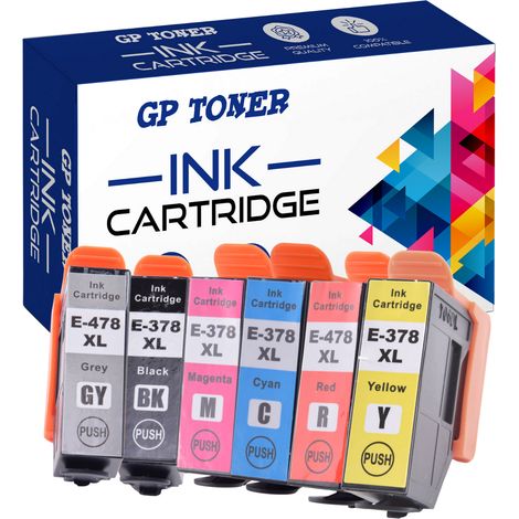 6 cartouches d'encre pour Epson GP-E3/478XL cmykrg-6 GP
