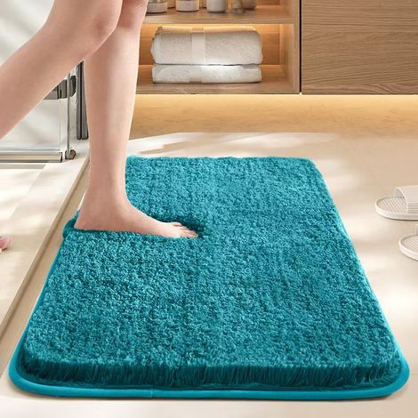 Tapis de bain absorbant antibactérien à ions argent Ag+, épais 3,5 cm, poils denses 200%, antidérapant et à séchage rapide, plusieurs tailles et coloris