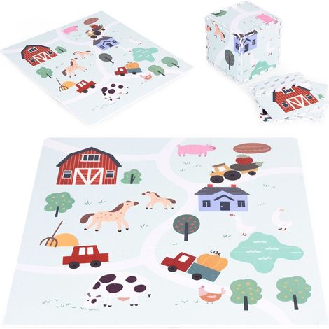 Tappetino grande in schiuma eva per bambini farma 905x905 cm 21 pezzi ecotoys