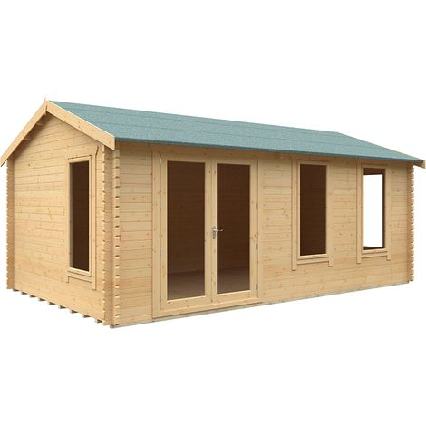 20x12 The Sherborne 44mm Cabin - L595 x W355 x H282.9 cm - Solid Wood/Softwood/Pine - Natural