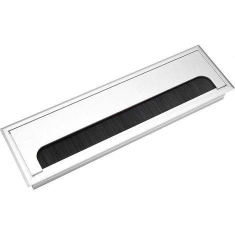 Passe-câble carré encastrable en Aluminium Trou De Câble Couvercle Bureau Fil D'ordinateur Sortie De Câble Rangée Carrée Insérer Brosse À Cheveux avec 4mm Épais pour La Gestion De Bureau(Taille L).