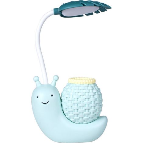 Lampe de bureau LED USB chargeant la lecture des enfants protection des yeux veilleuse dessin animé escargot ( bleu)