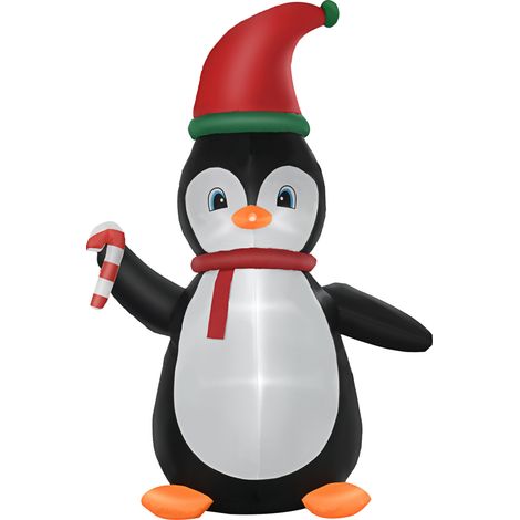 Aufblasbare Weihnachtsdeko, 2,5 m Aufblasbarer Weihnachtspinguin mit 3 LED-Lichtern, 162 x 100 x 250 cm, Mehrfarbig (1/5)