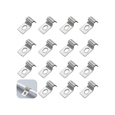 50 Pièces Fixation Grillage Rigide sur Mur Cavalier Cable Electrique Fixation pour Tube Attache Fixation 304 Acier Inoxydable Epaissi U Tube Pince pour la Fixation Câbles, Fils et Tuyaux (4mm)