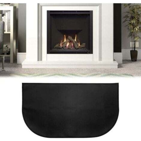 Tapis de Cheminée, Tapis De Protection Anti Feu, Tapis Ignifuge Devant De Cheminee, Tapis Anti Feu Devant Cheminee, Demi-Rond pour Cheminée, Poêle, Barbecue, Noir (102x50) (1/4)