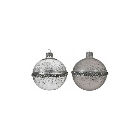 Pallina sfera natalizia in vetro Trasparente glitterato assortita 8 cm pz 1