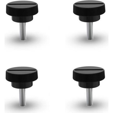 4x vis pied M4 x 20 bouton moleté tête plastique fendue meuble table chaise