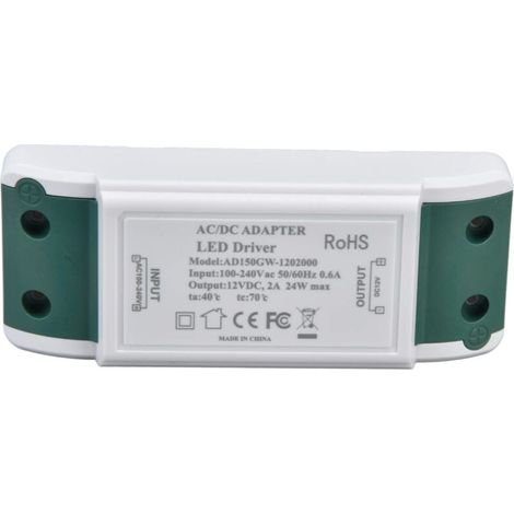 Transformateur de puissance LED, facile à installer, pilote LED 12 V AC100-240 V 2 A pour bandes lumineuses LED (1/5)