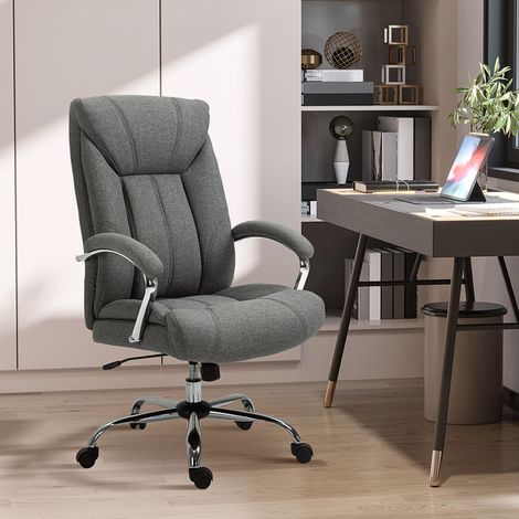 Silla de oficina Vinsetto con función de balanceo, silla ergonómica con reposabrazos y reposacabezas acolchados, silla de escritorio regulable en altura, silla giratoria con respaldo, nailon, gris, 65 (1/5)