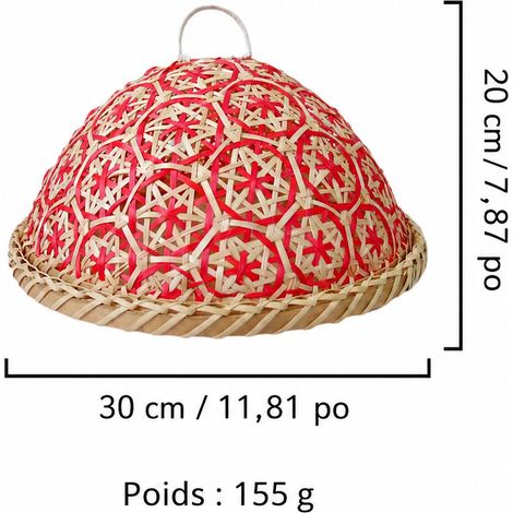 Corbeille à fruits et pain avec cloche alimentaire ronde en rotin tressé rouge vermillon grand modèle réf 1937 30 × 30 × 20 cm 155 g – Livraison gratuite