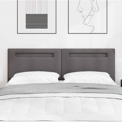 Headboard with LED Strip Lights with Headboard Grey 160 cm PVC vidaXL (1/5)