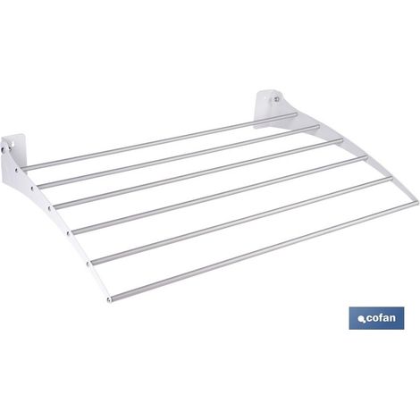 Stendibiancheria pieghevole da parete in acciaio inox e alluminio bianco