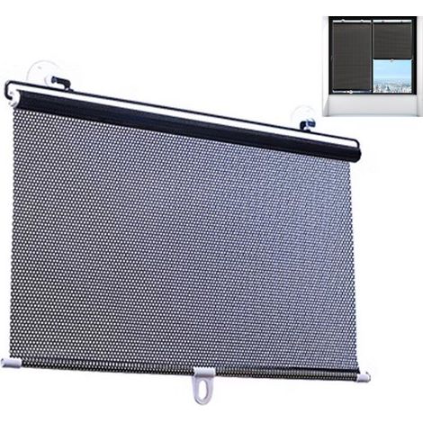 Rideau occultant enroulable - Pare-soleil rétractable sans perçage avec ventouses pour fenêtres de voiture ou de bureau - 50 x 125 cm (1/5)