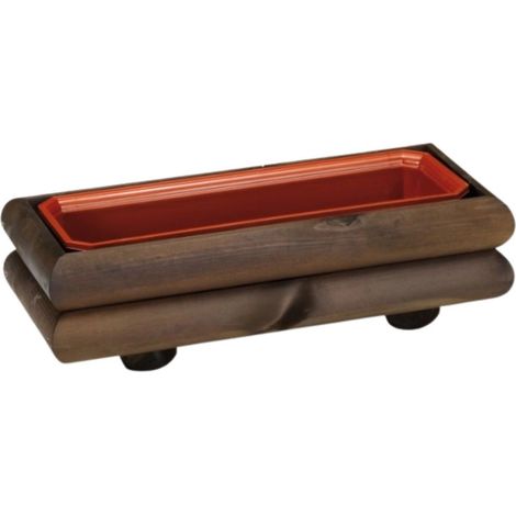 Set 2 Fioriera in Legno Color Castagno 57x25x16 cm con Vaschetta