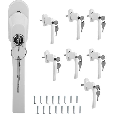 TolleTour Maniglie per finestra con chiave set da 8, alluminio bianco, perno 35 mm (1/5)