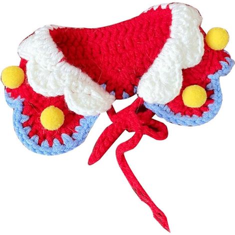 Écharpe de Noël pour animaux de compagnie, tricotée à la main, chaude et confortable, pour chiens, chats et chiots, rouge double (1/2)