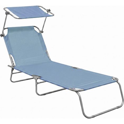 Aga tumbona de jardín reclinable con toldo Azul claro