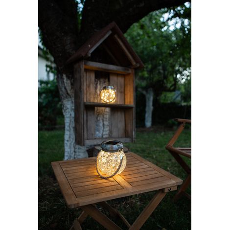 DéCORATION DE TABLE SOLAIRE VERRE ET CORDE 15 LUMENS BLANC - GALIX (1/4)
