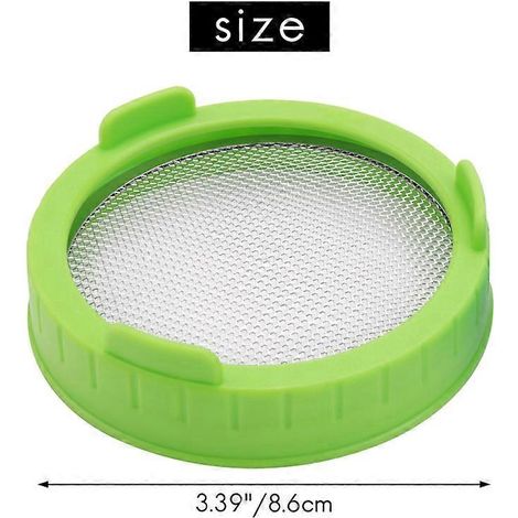 4 Pack Plastic Sprout Lids with Stainless Steel Screen for Mason Jars-- (1/5)