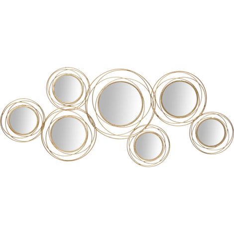 Décoration Murale 7 Miroirs "Ronds" 124cm Or