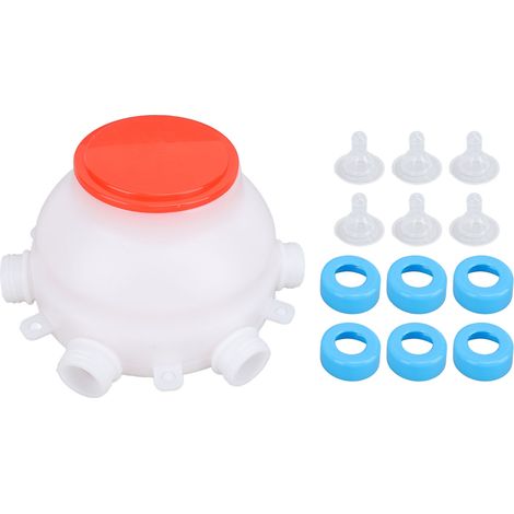 Comedero para corderos, 6 tetinas, bebederos para corderos, 2,5 L, comedero para lechones y aves jóvenes. (1/5)