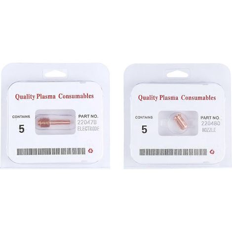 5 électrodes 220478 et 5 buses 220480 : consommables pour chalumeau de découpe plasma MAX30 (1/4)
