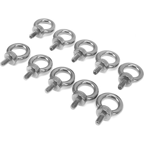 10 Pièces Boulons à Anneau M6 en Acier Inoxydable Marine, Anneau de Levage Lourd pour Équipement Nautique (1/5)