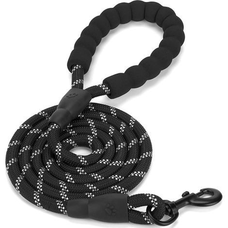 Laisse pour chien de 2 m, en corde, avec poignée rembourrée douce et résistante. (1/5)