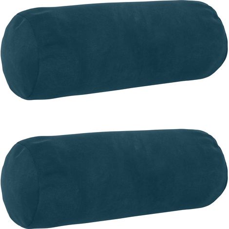 Housse de coussin 2 pcs HEERLEN Bleu Ø 15 x 40 cm Velours vidaXL (1/5)