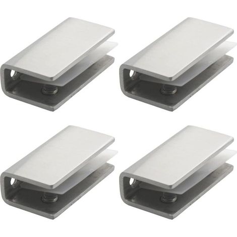 Pince Verre Inox, 4 Pièces Support Etagere Verre, Pince Garde Corps Verre, Support Miroir 8-12MM, Fixation Miroir Mural, pour Fenêtre de Main Courante Descalier de Balustrade (1/5)