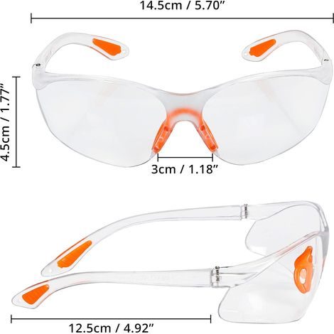 ZOLGINAH Lot de 9 Lunettes de Sécurité Transparentes - Lunettes de Protection Avec Verres en Plastique, Pont-de-Nez et Embouts de Branches en Caoutchouc pour plus de Confort - Lunette Transparente PPE (1/5)