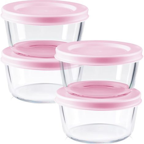 Ein Set kleiner Glasbehälter mit Deckel, rosa (1/5)