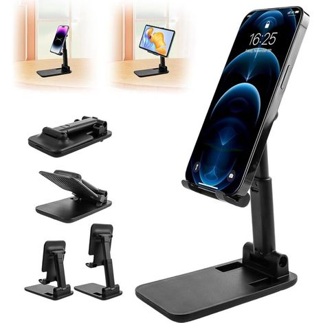 Support Telephone Réglable Pliable,Pliable & Réglable, Porte Telephone Pliable,Portable Support Téléphone Bureau Réglable (1/4)