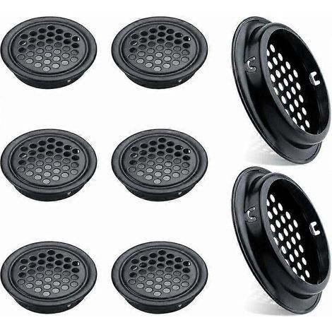 Set mit 8 runden Edelstahl-Lüftungsgittern für Küchenmöbel, 53 mm, schwarz. (1/5)