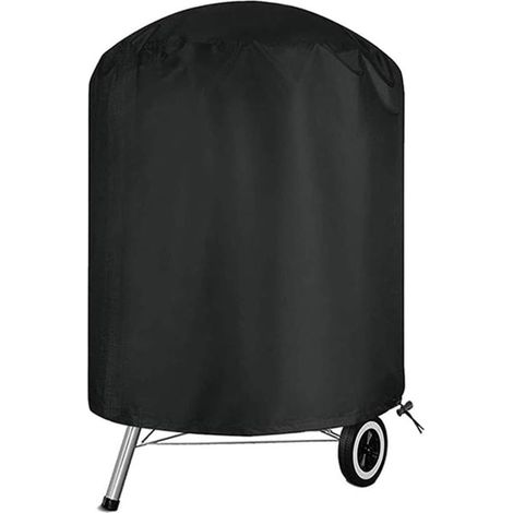 Housse ronde pour barbecue d'extérieur, bâche en tissu Oxford 210D imperméable et résistante aux UV pour barbecues, noire, 70x70 cm. (1/5)