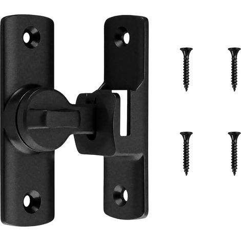 Sliding Door Lock, 90/180 Degree Aluminum Alloy Flap Lock Latch for Barn Door Bathroom Bedroom Closet Window (Black) (1/5)
