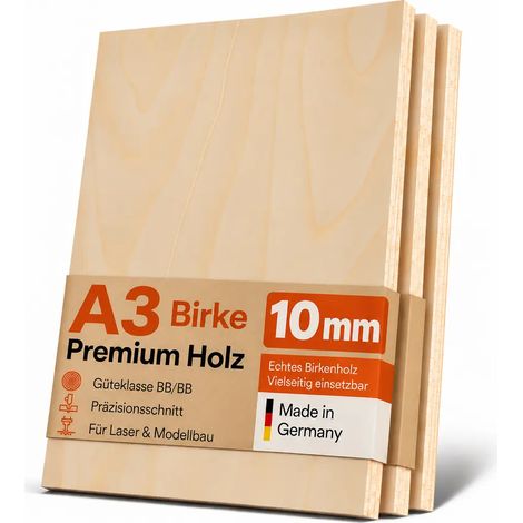 8x Sperrholz 10 mm im Format DIN A3 - für Möbel- und Modellbau (1/5)