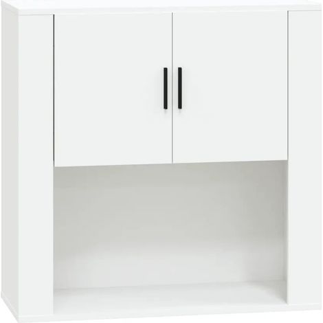 Armario moderno de pared con práctico espacio de almacenamiento 80 x 33 x 80 cm madera de ingeniería blanca 020048274 (1/5)