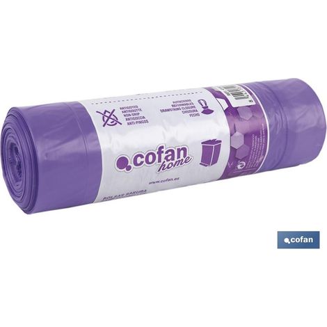 30 duftende Müllsäcke mit Selbstverschluss in violetter Farbe (30 l) COFAN 41003333