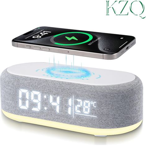 Réveil Numérique 4 en 1 Chargeur Sans Fil Intelligent Affichage Température Luminosité Réglable-KZQ (1/5)