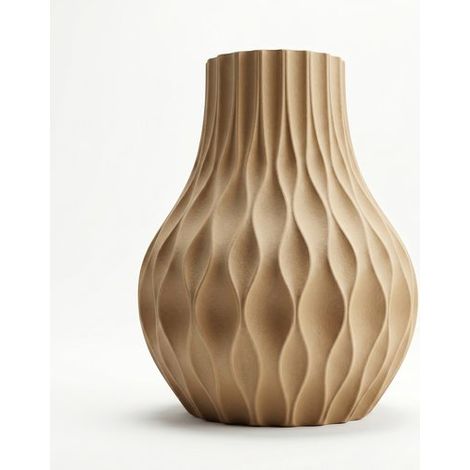 Vaso moderno beige ondulato per fiori decorativi in stile contemporaneo (1/3)