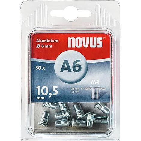 Ecrou à rivet type A6M4 alu 6 x 10,5 mm UE 30 pièces