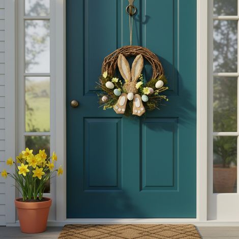 Springtime Decorative Easter Bunny Wreath (1/2)