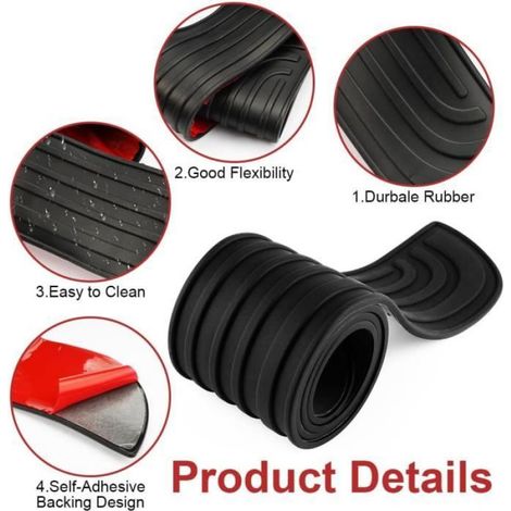 Protection Pare Choc Voiture, 90cm x 7cm Anti-Rayures et Anti-Dérapant Bande de Protection de Coffre de Voiture Protecteur (1/4)