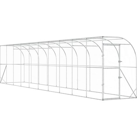 vidaXL Gabbia per Polli Contro il Muro Argento 600 x 150 x 215 cm
