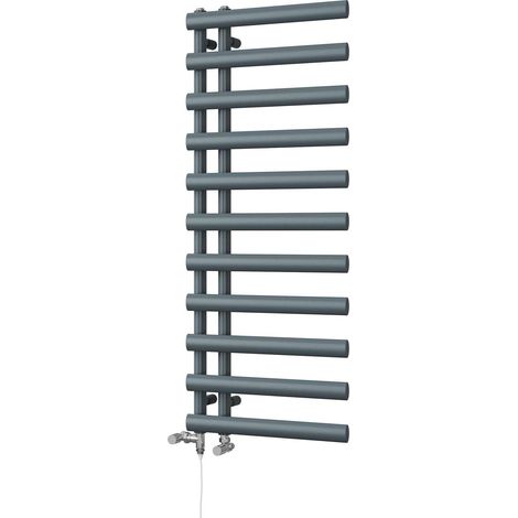 Elyan - Anthracite Dual Fuel Towel Rail H1238mm x W500mm Standard (1/3)
