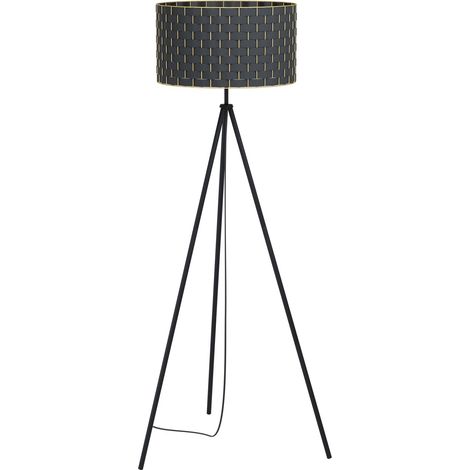 Lampadaire sur pied, luminaire élégant en tissu et métal (1/5)
